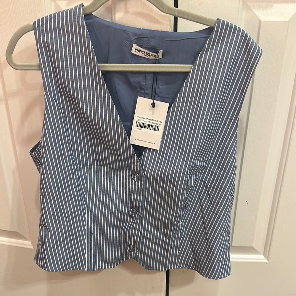 Princess Polly Blue Striped Vest never worn new with tags